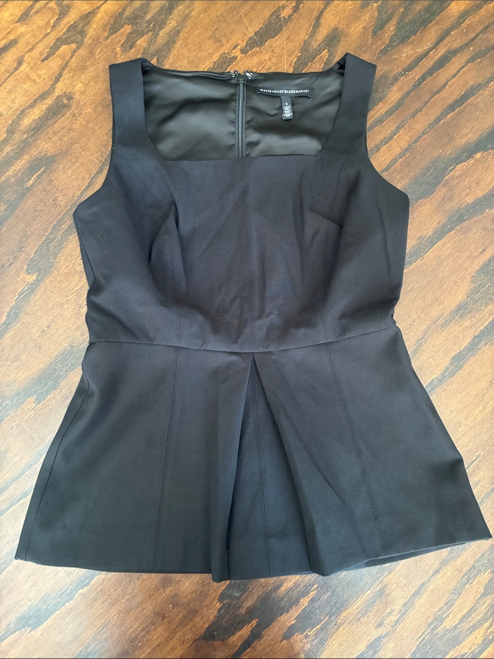 White House Black Market Black Sleeveless Peplum Top